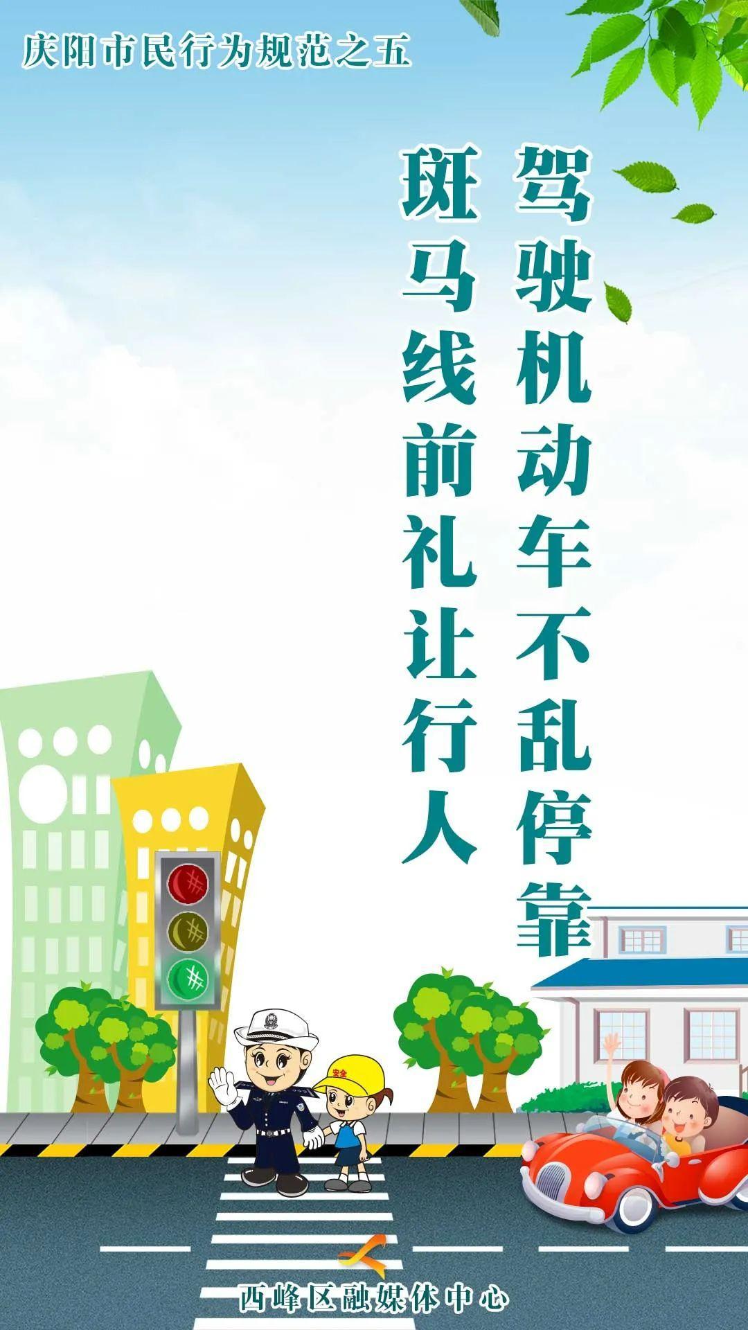 【海報(bào)】慶陽(yáng)市民行為規(guī)范之五丨駕駛機(jī)動(dòng)車(chē)不亂?？?斑馬線前禮讓行人
