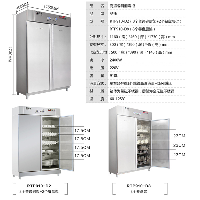 圣托 雙門熱風(fēng)循環(huán)消毒柜 立式 商用 酒店不銹鋼筷子消毒機(jī) D2/D8