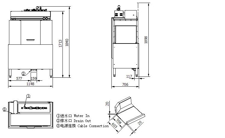 商用R-1E通道式洗碗機 小型商用洗杯機 全自動洗碗機 餐館洗碗機