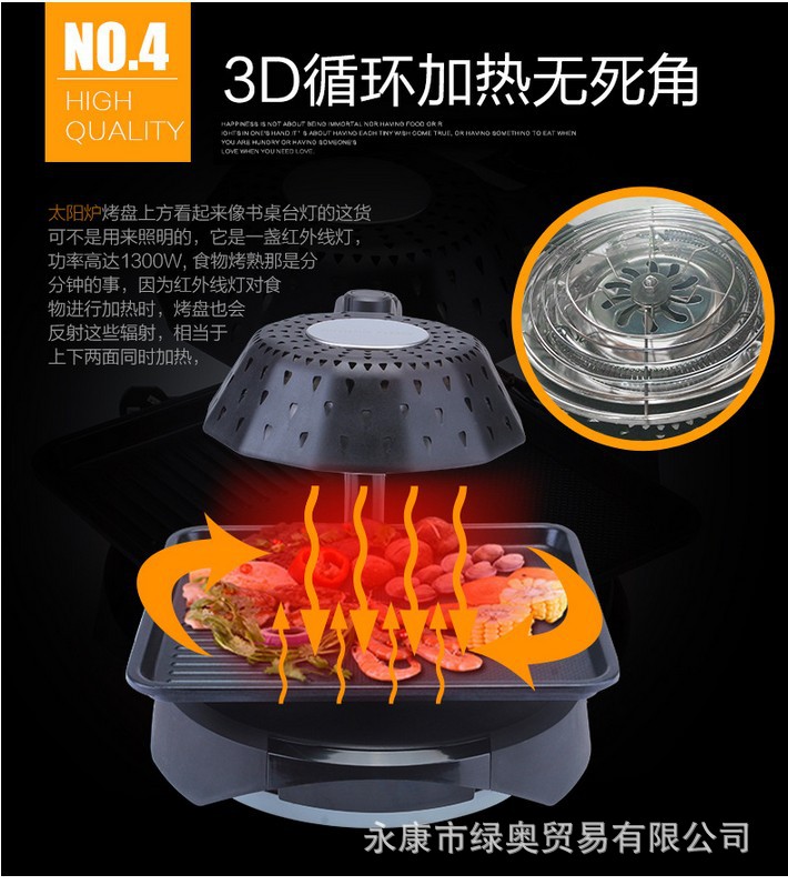 熱銷3D電燒烤爐機(jī) 鐵板烤肉架紅外線烤盤 無(wú)油煙不粘家用商用