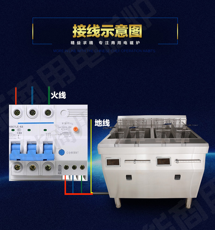 馳能單缸雙框炸爐商用雙缸四框炸爐大功率商用電磁油炸爐廠家批發