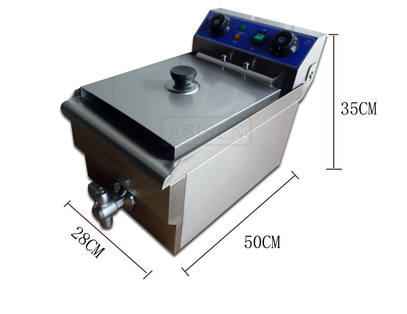 ASISEN臺式單缸電炸爐定時電炸鍋商用加厚10L油炸機(jī)炸雞翅炸魷魚