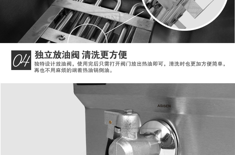 ASISEN臺式單缸電炸爐定時電炸鍋商用加厚10L油炸機(jī)炸雞翅炸魷魚