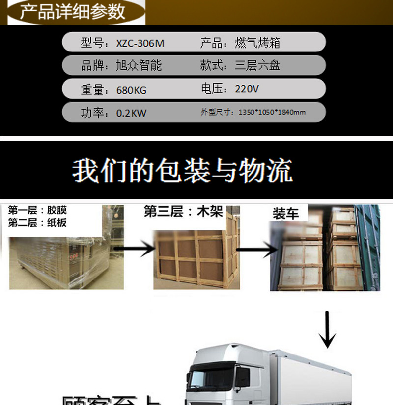 旭眾智能大型面包烤爐3層6盤商用烤箱燃氣烤箱蛋糕披薩蛋撻烘爐