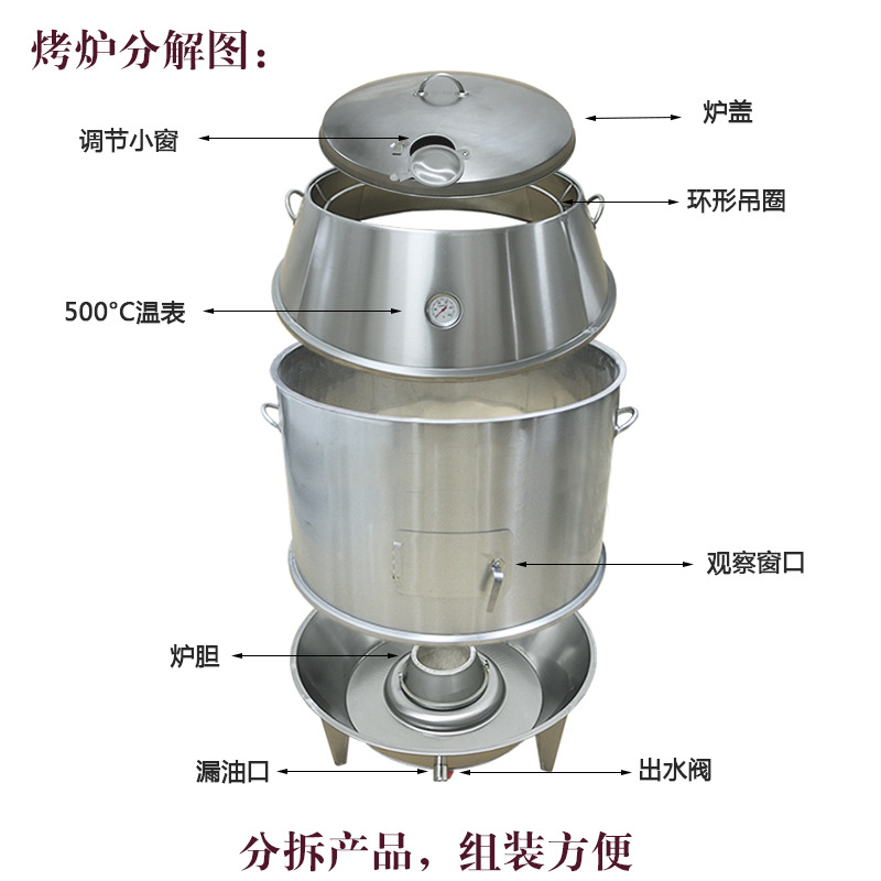 銘城 80cm寬商用不銹鋼果木炭雙層保溫烤鴨爐燒鴨爐 燒雞爐燒鵝爐