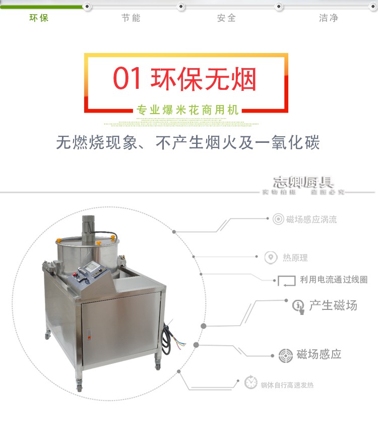 志卿美式爆米花機15000W商用大型機電磁15KW圓形自動廠家批發價