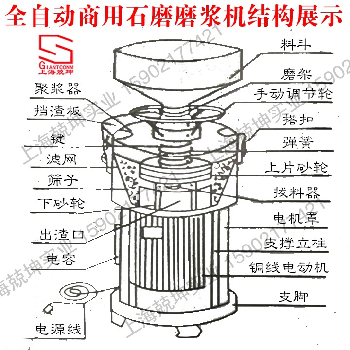 全自動(dòng)商用石磨磨漿機(jī)結(jié)構(gòu)展示2