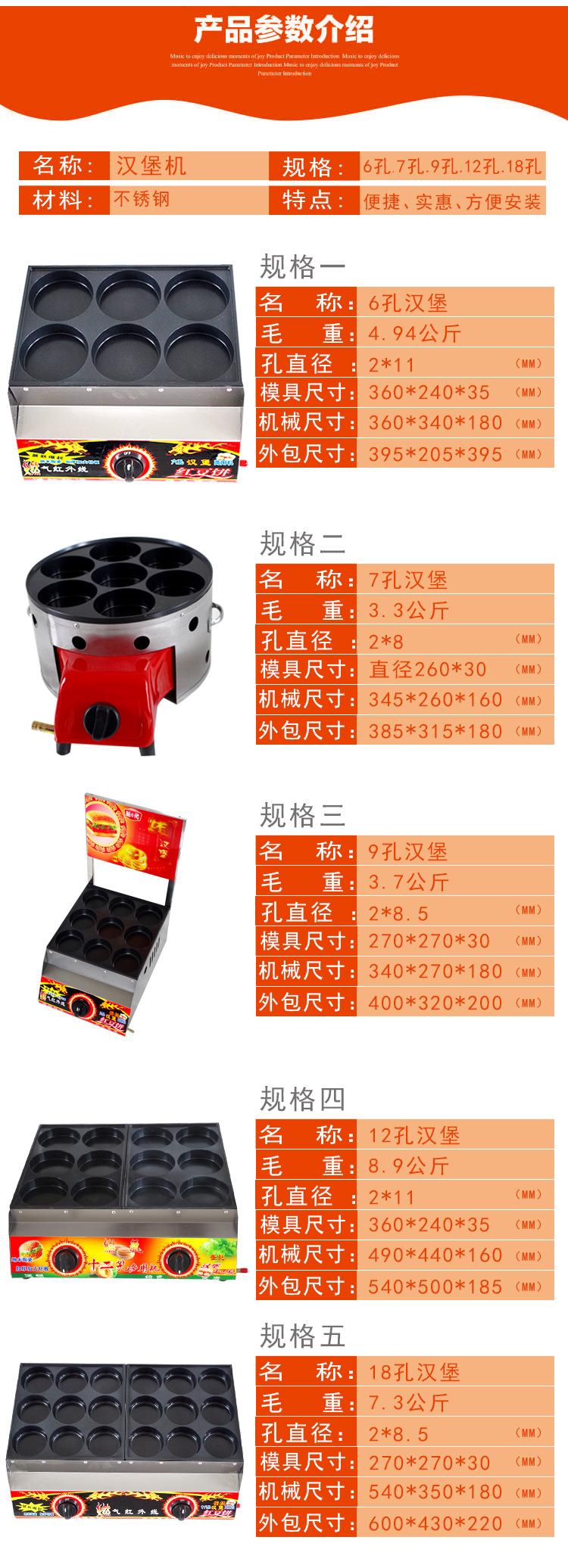 12孔漢堡機 燃氣烤雞蛋漢堡機 商用不銹鋼蛋撻漢堡紅豆餅多用機