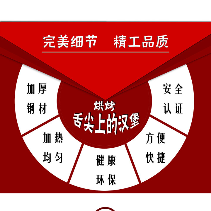 商用不銹鋼板漢堡機麥當勞烘雙層漢堡機 漢堡店成套設備烘包機