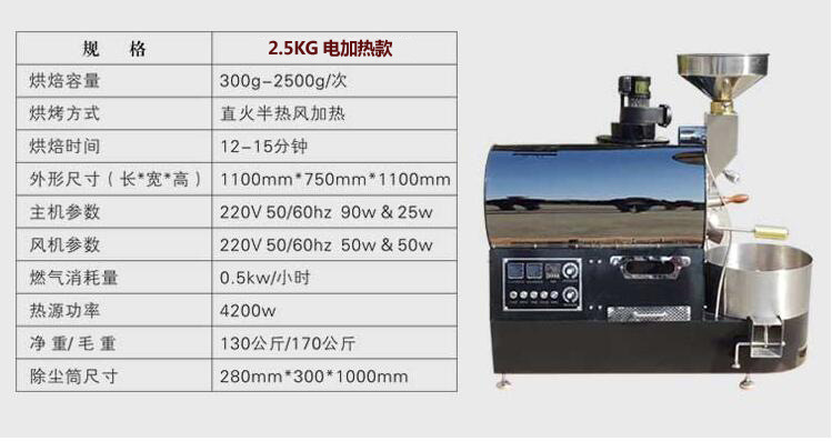 商用咖啡豆專業烘焙機 加電/燃氣款炒豆機 2KG咖啡豆機廠價直銷