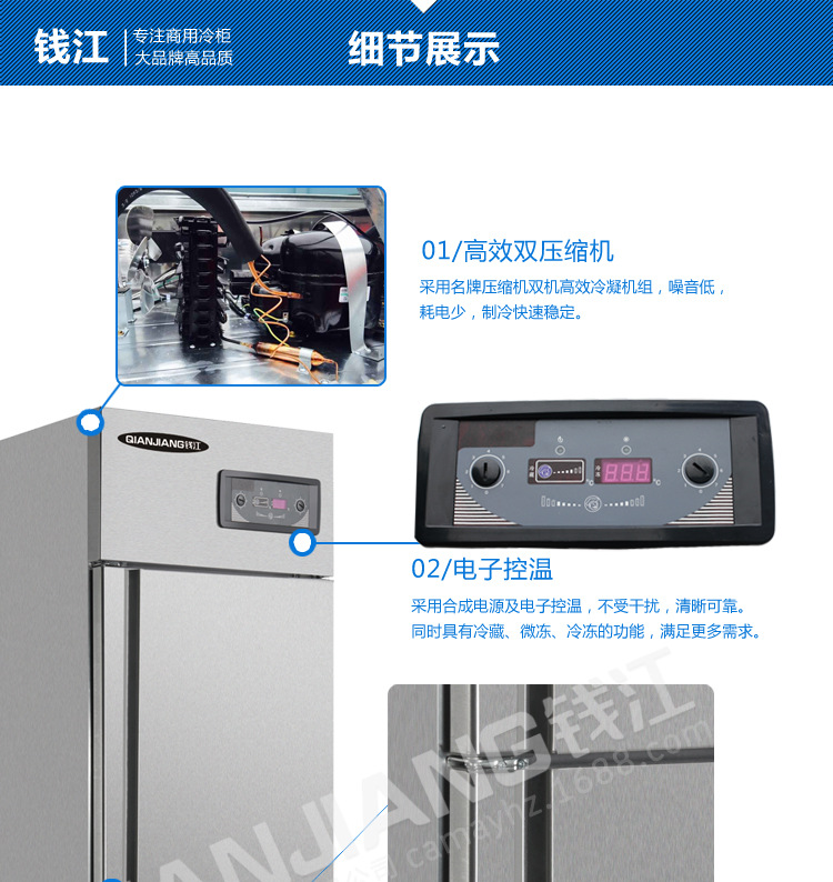 錢江雙門家用小型廚房冰柜 商用不銹鋼單溫冰箱 節能立式冷柜