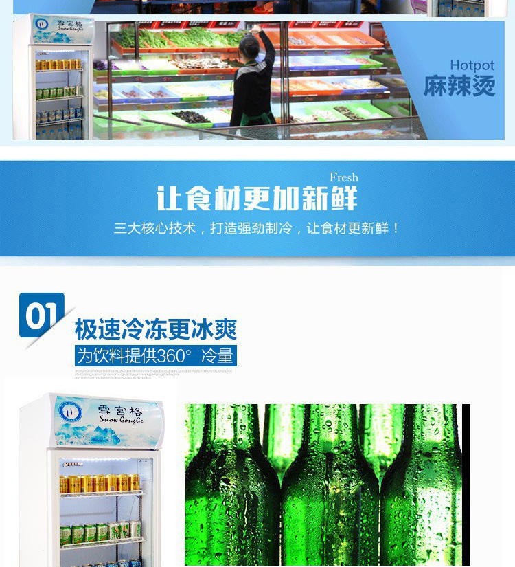 雪展示柜冷藏柜立式商用飲料冰箱啤酒飲品水果保鮮柜飲料柜單門