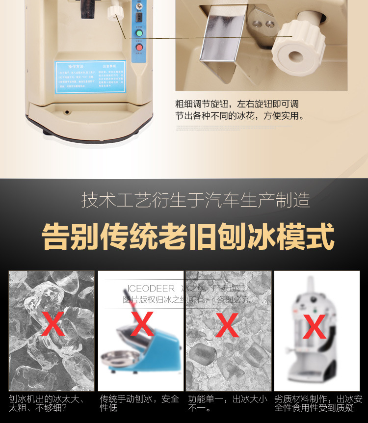 全自動商用刨冰機 冰之純熱賣新品碎冰機 全國聯保包郵刨冰機