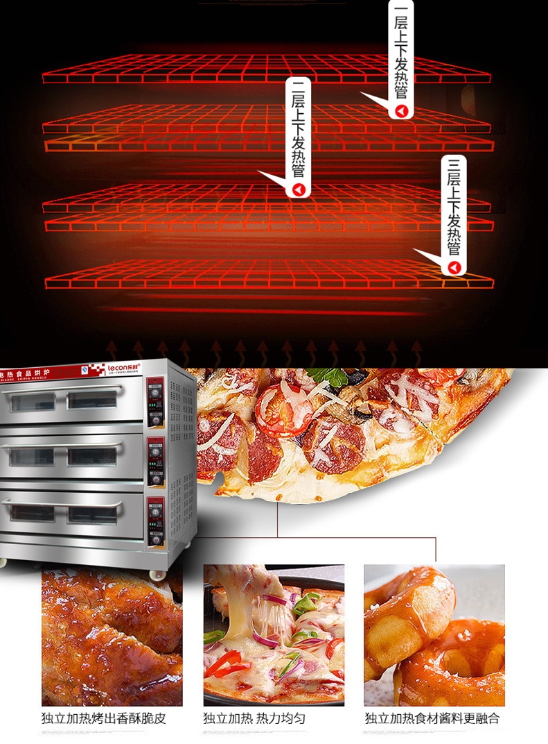 樂創大型面包烤爐 三層九盤商用烤箱 電烤箱蛋糕面包披薩蛋撻烘爐