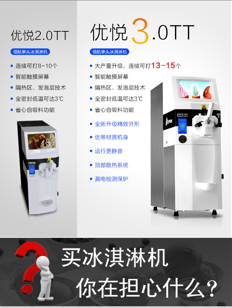 領(lǐng)航智造優(yōu)悅3.0TT冰激凌機商用甜筒雪糕機臺式全自動冰淇淋機