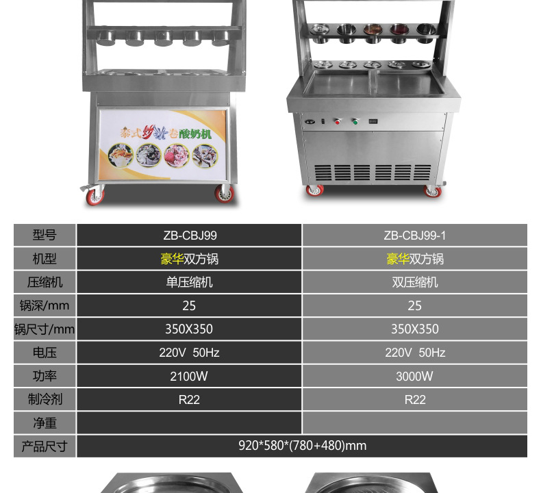 【包郵】炒冰機炒冰炒酸奶機 商用炒冰淇淋卷機炒冰機 鍋炒冰機