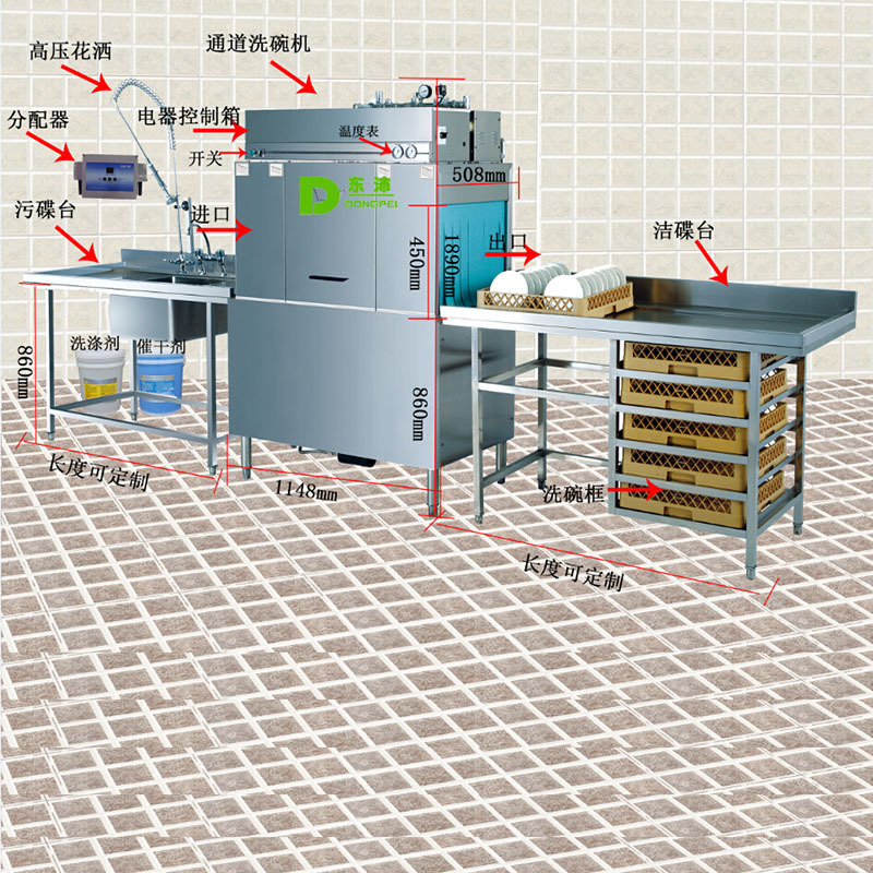 威順通道式洗碗機(jī)大型商用隧道式洗碗機(jī)食堂全自動洗杯機(jī)消毒洗碗