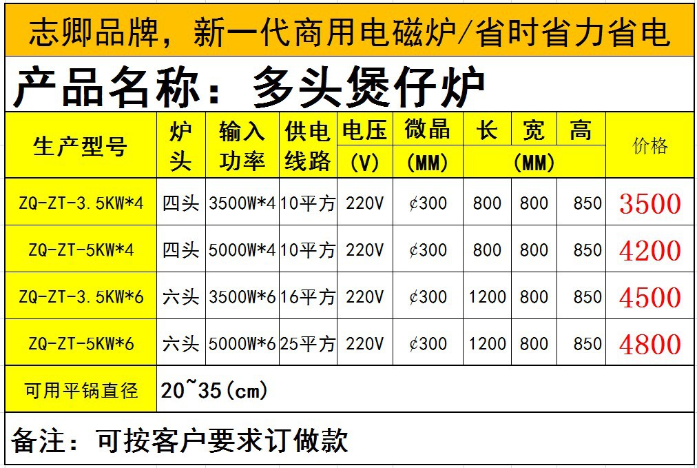 四頭煲仔爐3500W商用電磁爐多頭煲仔爐煲仔爐酒店用品灶具5000W