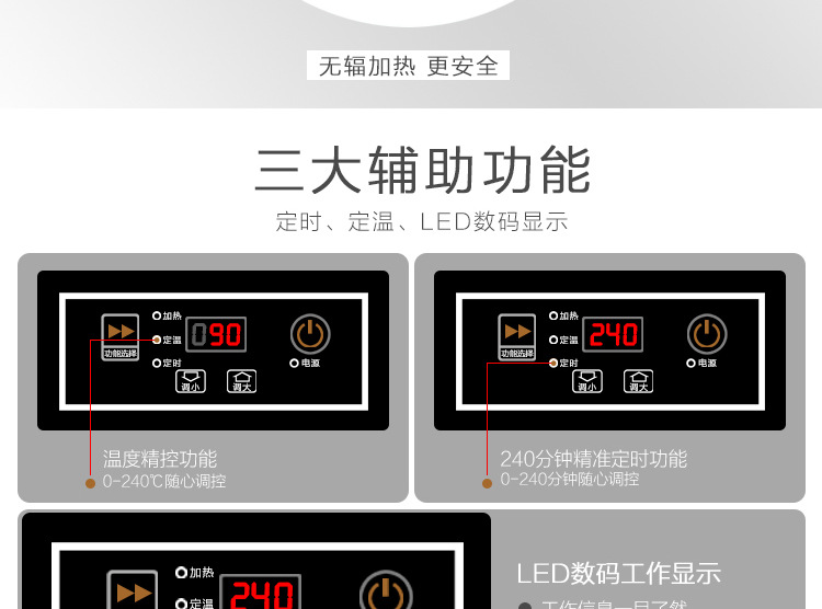 德國逸臣商用大功率電磁爐三頭爐煲仔爐3眼電磁煲仔爐