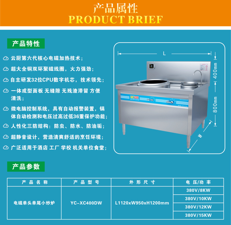 產(chǎn)品屬性-單頭單尾小炒爐