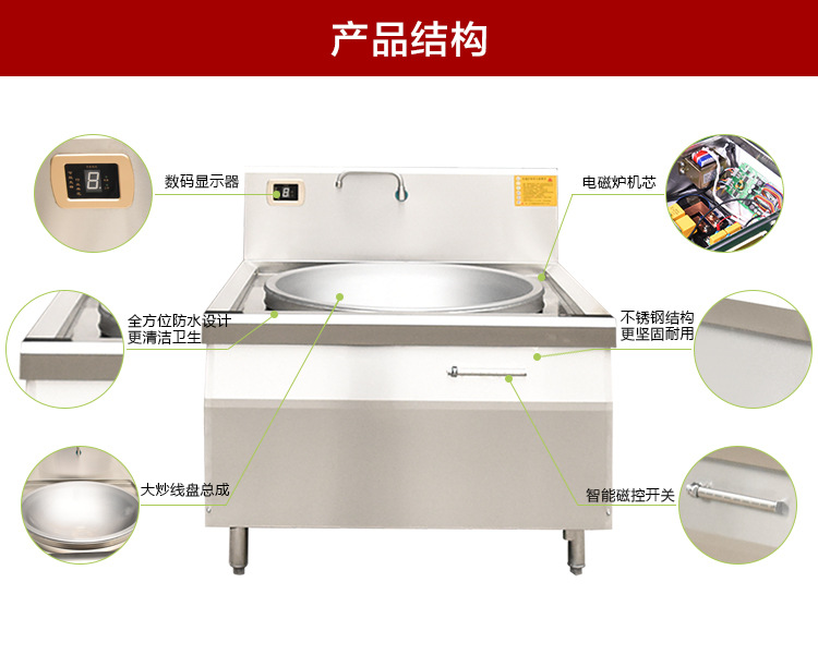 直銷智能掌控25KW商用電磁爐 單頭大炒爐 不銹鋼單頭電磁灶