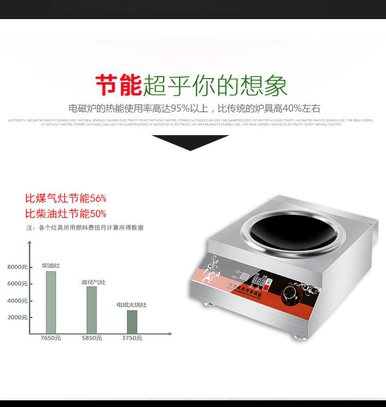 廠家直銷商用電磁爐5000W凹面大功率猛火爆炒爐臺式節能5KW電磁灶