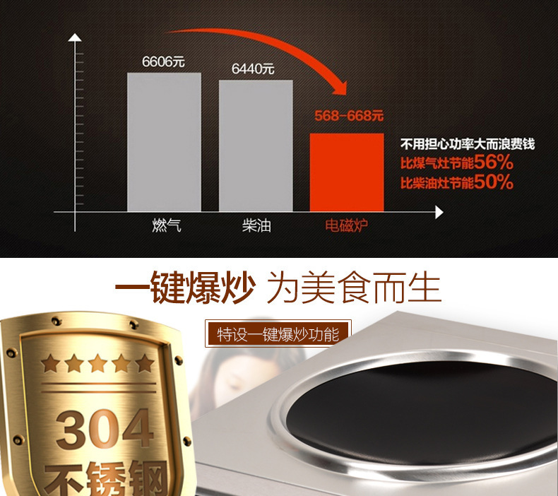 正品商用電磁爐4200w凹面 大功率電磁灶4.2KW 臺(tái)式大功率凹炒爐