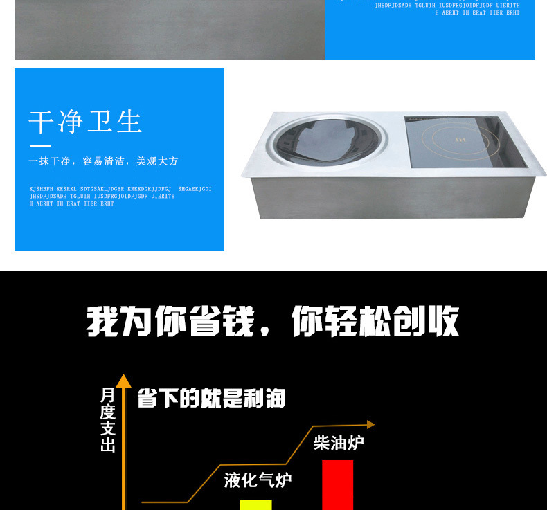 方孔嵌入式組合爐 多功能商用電磁平凹組合爐 低碳環保電磁爐供應